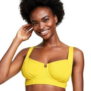 Stoney Clover Lane x Target Textured Bikini Top in Yellow. NWOT xs